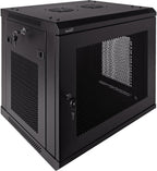 NavePoint 9U Server Rack Enclosure - 17.7” Deep, Wall Mount Network Cabinet with Locking Perforated Door, 19” IT Equipment Compatible, Network Rack, Removable Side Panels, Black