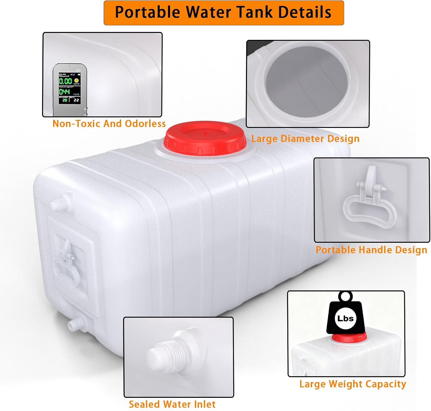 21Gallon/80L Water Storage Tank with Spigot,3m Hose and Control Vale | Large Plastic Emergency Water Tank,Water