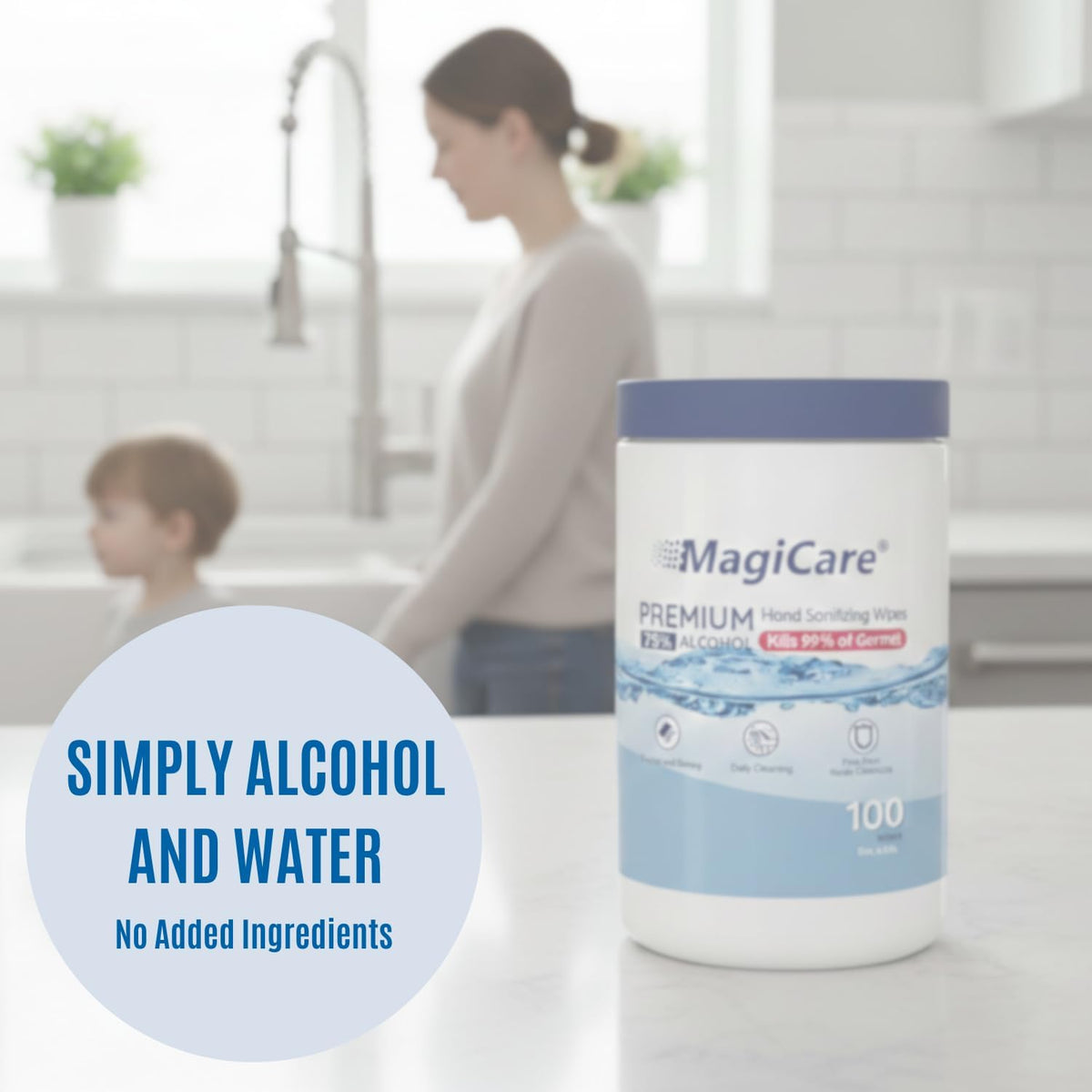 75% Large Alcohol Wipes (2, 100ct Canisters), Hand Sanitizer Wipes