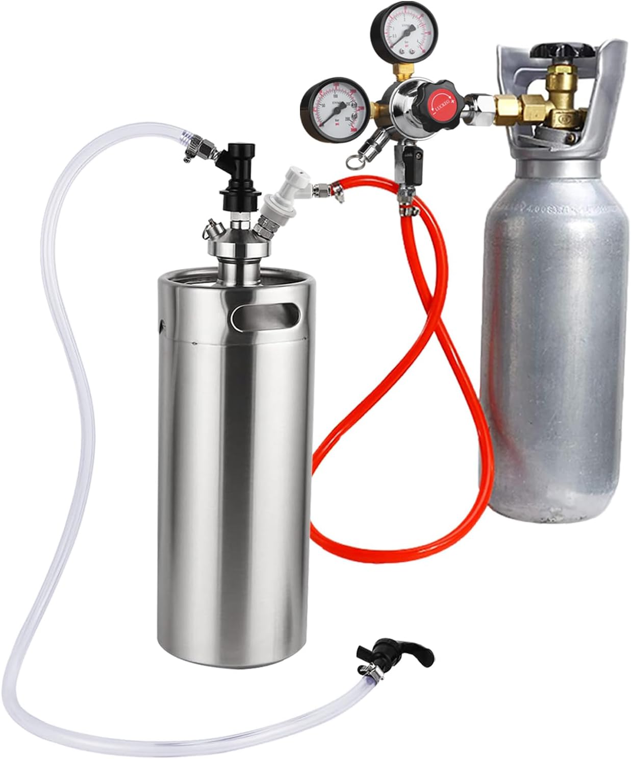 Dual Gauge CO2 Regulator CGA320 Gas Regulator Kegerator CO2 Regulator Beer Keg Regulator Include Ball Lock Gas&liquid
