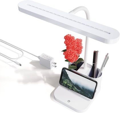White Desk Lamp for College Dorm Room, Cute Table Light for Girls Guys