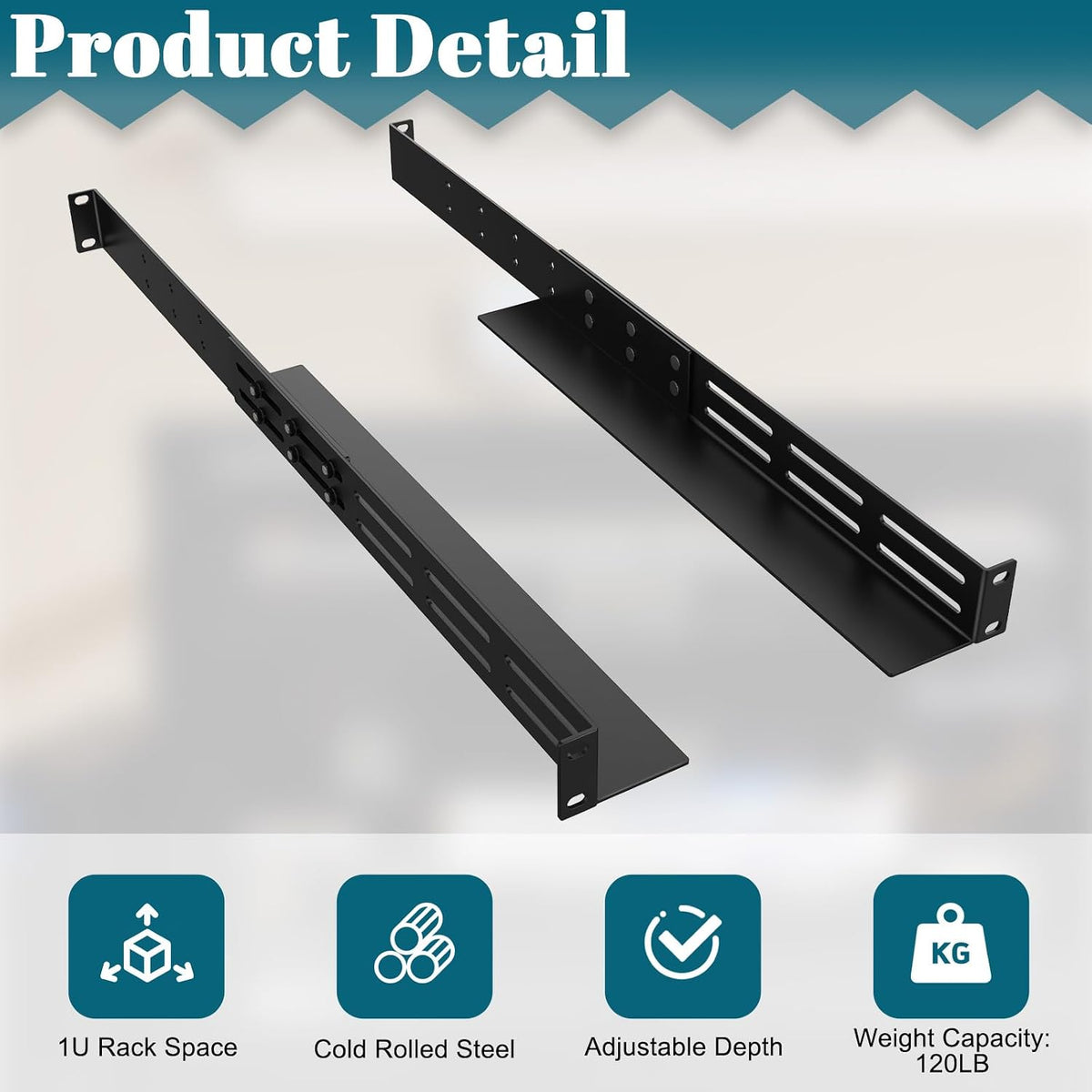ForoGore 1U Universal Rack Mount Rails 4-Post Server Rack Shelf Rail