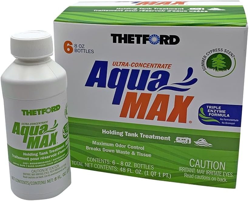 AquaMAX Summer Cypress Scent RV Holding Tank Treatment, Formaldehyde Free, Waste Digester, Septic Tank Safe, 6 Pack