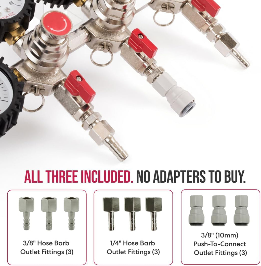 Premium Gen2 Triple Tap CO2 Regulator for Kegerator | 3 Way C02 Regulator for Kegs - Draft Beer, Soda, Kombucha