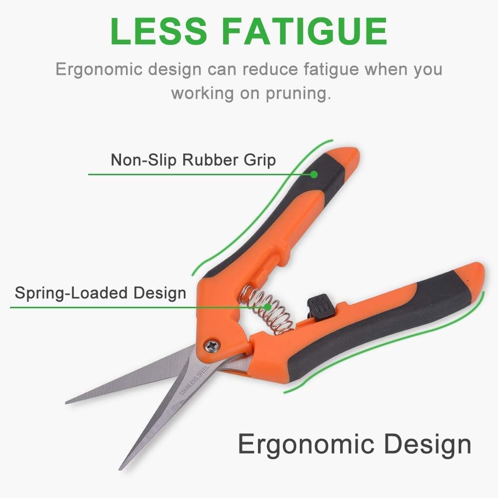 3 Packs Straight Pruning Shears, 3 Packs Curved Blades Trimming Scissors For Cannabis Gardening Hand Pruning Snips