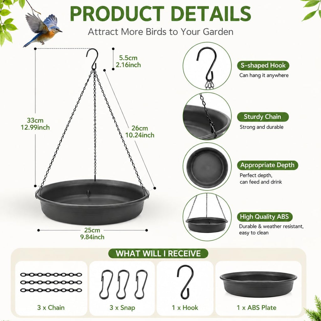 Hanging Bird Bath Bowl - Window Bird Water Feeder Tray for Outdoors