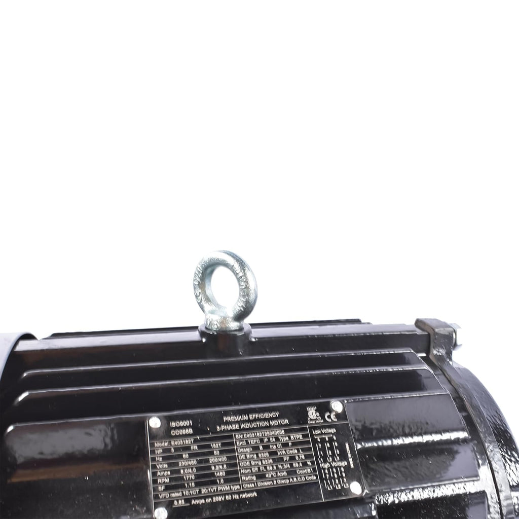 3 HP 3 Phase Electric Motor, 1800 RPM, 182T Frame, 230/460V