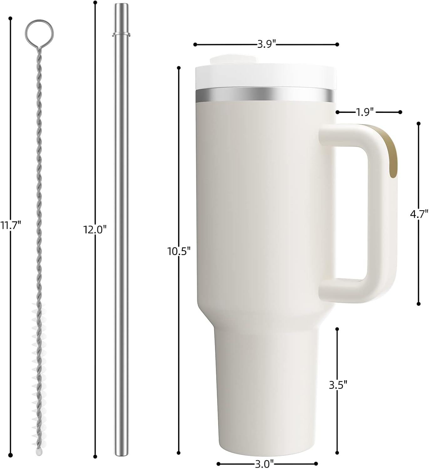 40 oz Tumbler with Handle and Straw,Reusable Vacuum Quencher Tumbler with Lid,Stainless Steel Insulated Travel