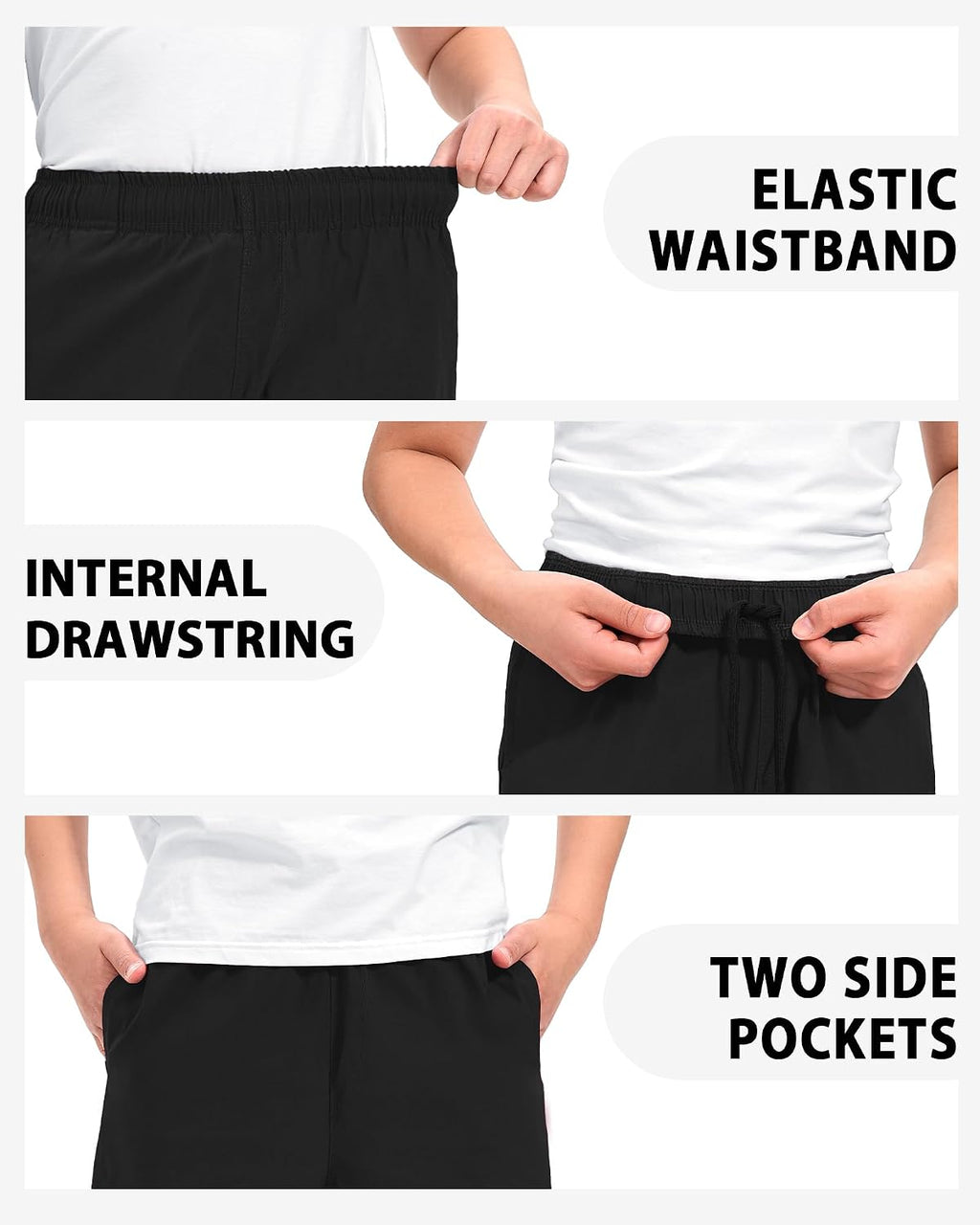 Boys Basketball Athletic Shorts with Pockets Soccer Running | Breathable Quick Dry Kids Gym Active Performance Shorts