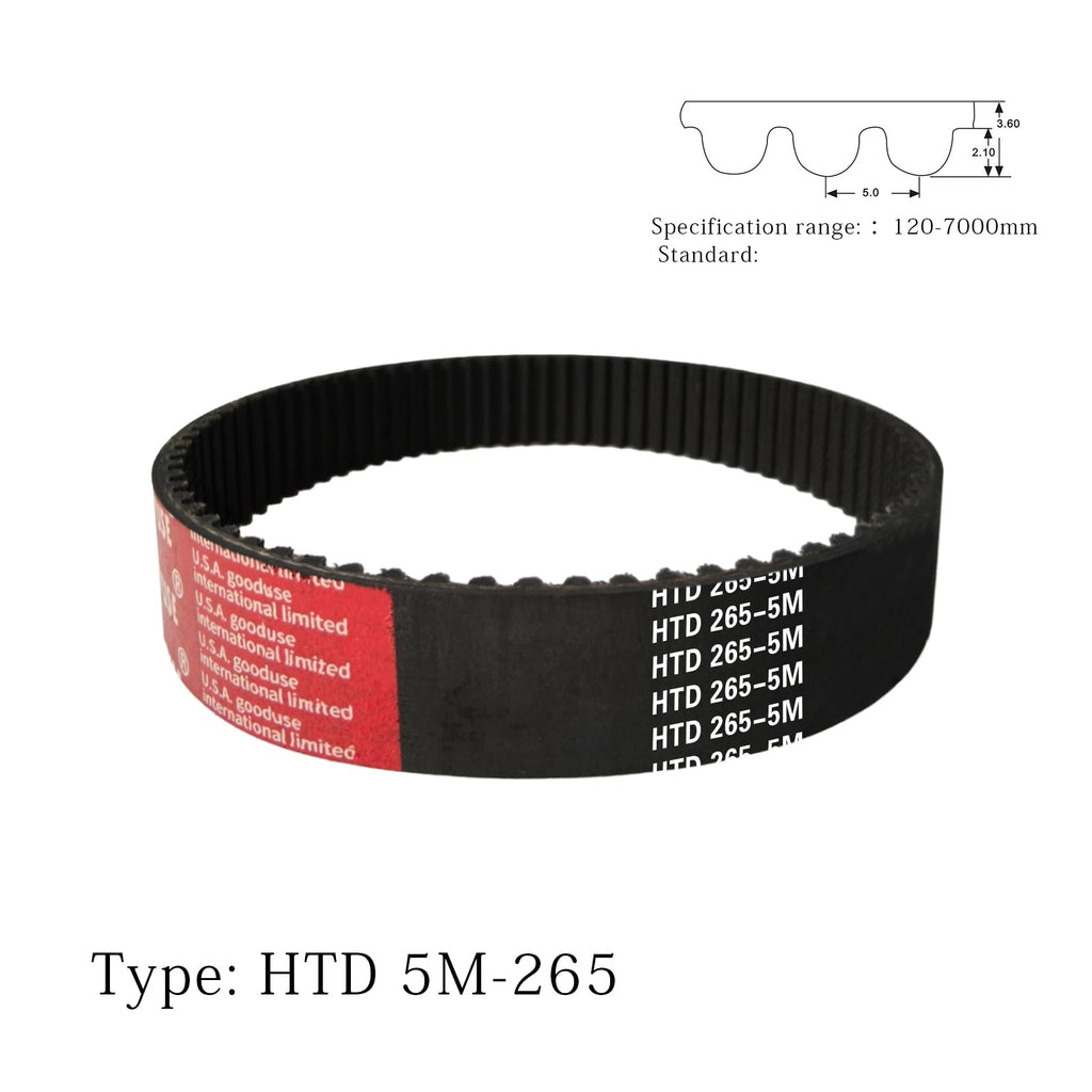 GOODYUSE 265-5M-10 HTD Timing Belt, 265mm Length x 10mm Width x 3.8mm Height, 5mm Pitch, 53 Teeth，Closed Loop Pulley Timing Belt