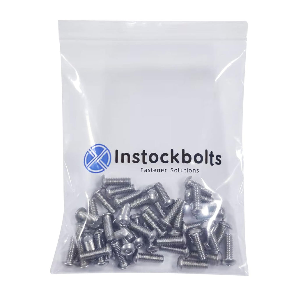 #10-32×1/2" Button Head Socket Cap Screws, Stainless Steel 18-8 (304), Allen Hex Button Head Screws,50PCS
