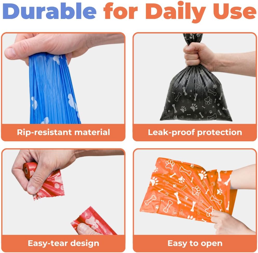 Dog Poop Bags for Waste Refuse Cleanup, Doggy Roll Replacements for Outdoor Puppy Walking and Travel, Leak Proof and