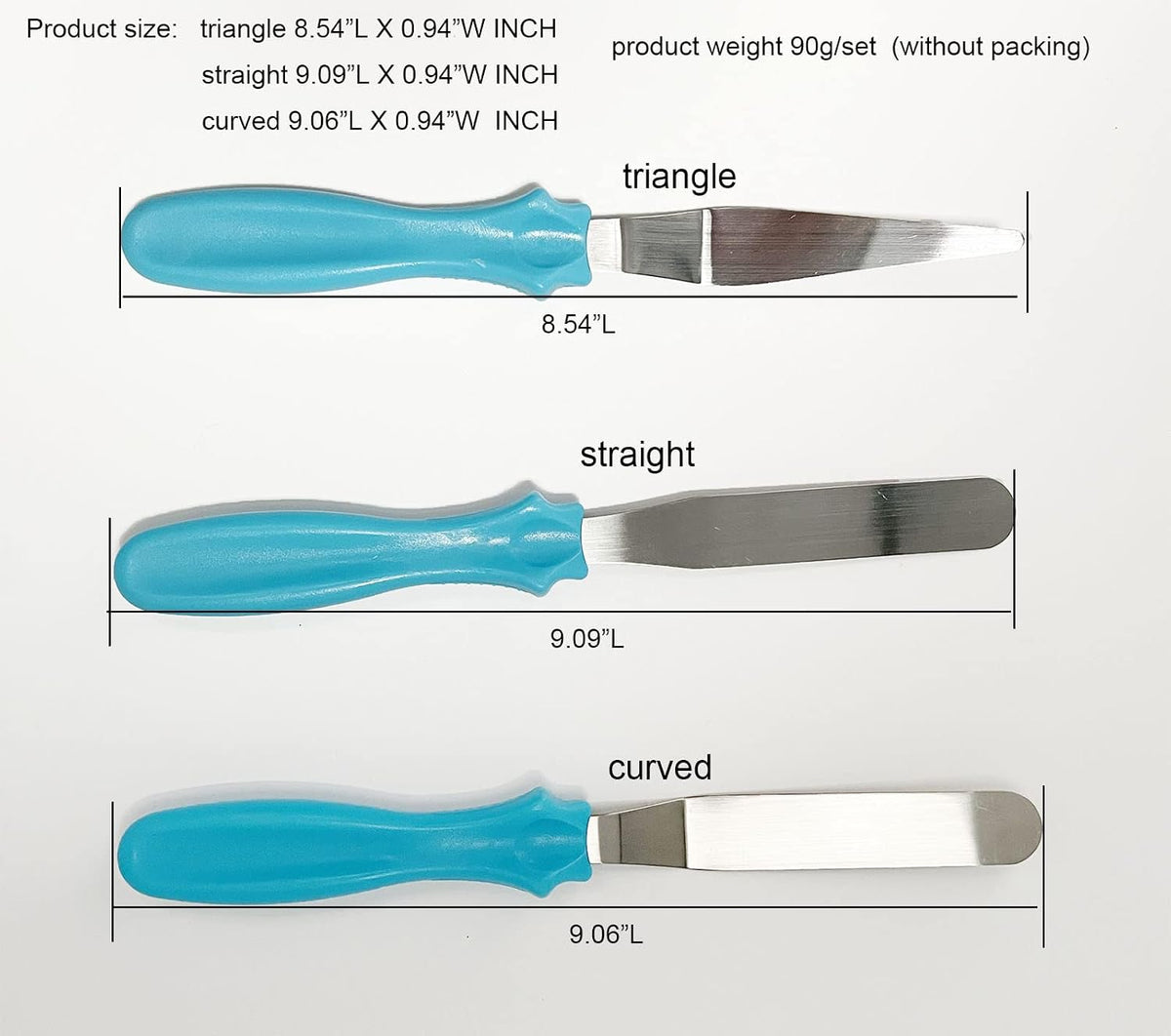 Icing Spatula,Offset Spatula Small Baking Spatulas Set with Straight4-5/8",Offset 4-1/2",Tapered 4-1/8" Stainless