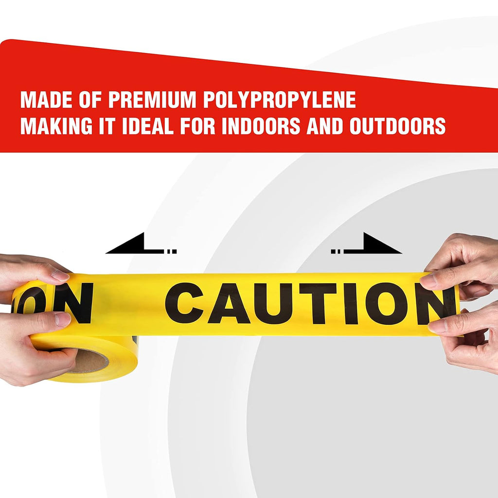 2-Pack Yellow Caution Tape Roll, 3" x 1000' Warning Safety Tape | Bright Hi-visibility Print, Warning Tape Roll