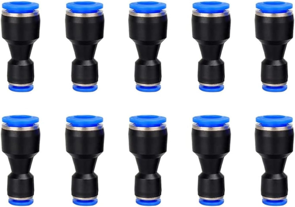 Reducer Push to Connect Fitting, 1/4" to 5/32" Tube OD, Reducing Pneumatic Quick Connector Coupler (Pack of 10)