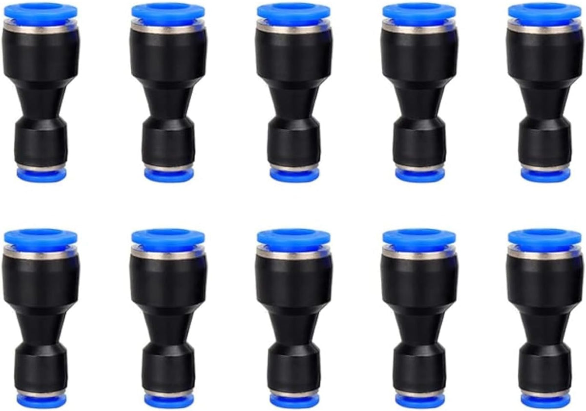 Reducer Push to Connect Fitting, 1/4" to 5/32" Tube OD, Reducing Pneumatic Quick Connector Coupler (Pack of 10)