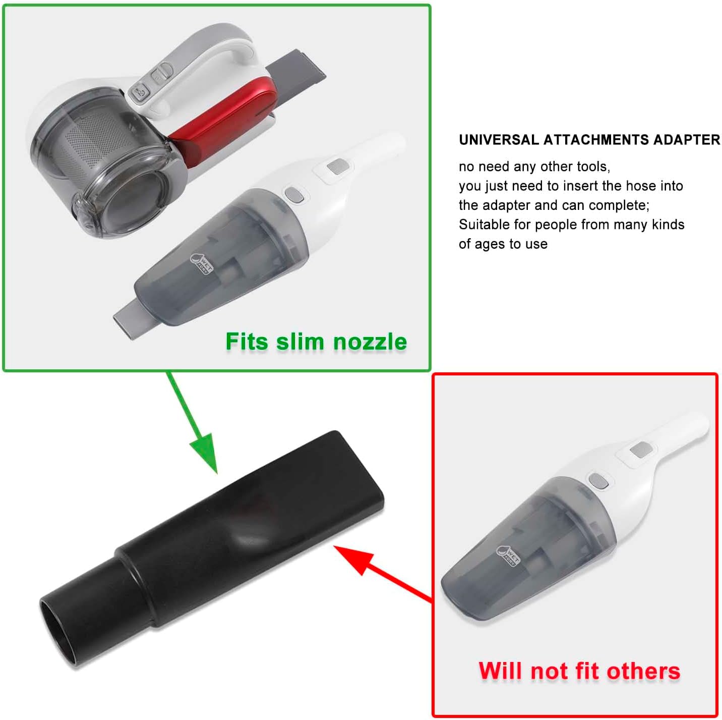 Attachments for BLACK+DECKER - Extendable Crevice Tool, Accessories Adapter, for Hand Vacuum Models with Slim Nozzle