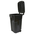32 Gallon Wheeled Outdoor Trash Can with Attached Click-Lock Lid, Heavy Duty Plastic Garbage Bin with Rugged Wheels