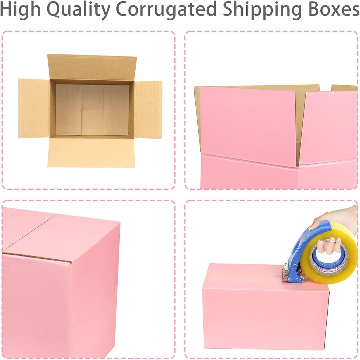 Pink Shipping Boxes Medium 10x7x6 Inches, 30 Pack Corrugated Cardboard Boxes for Packaging Small Business Mailing