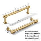 10 Pack 5inch(128mm) Hole Center Brushed Gold Cabinet pulls Matte Gold Solid Heavy-Duty Tradition Kitchen Cabinet