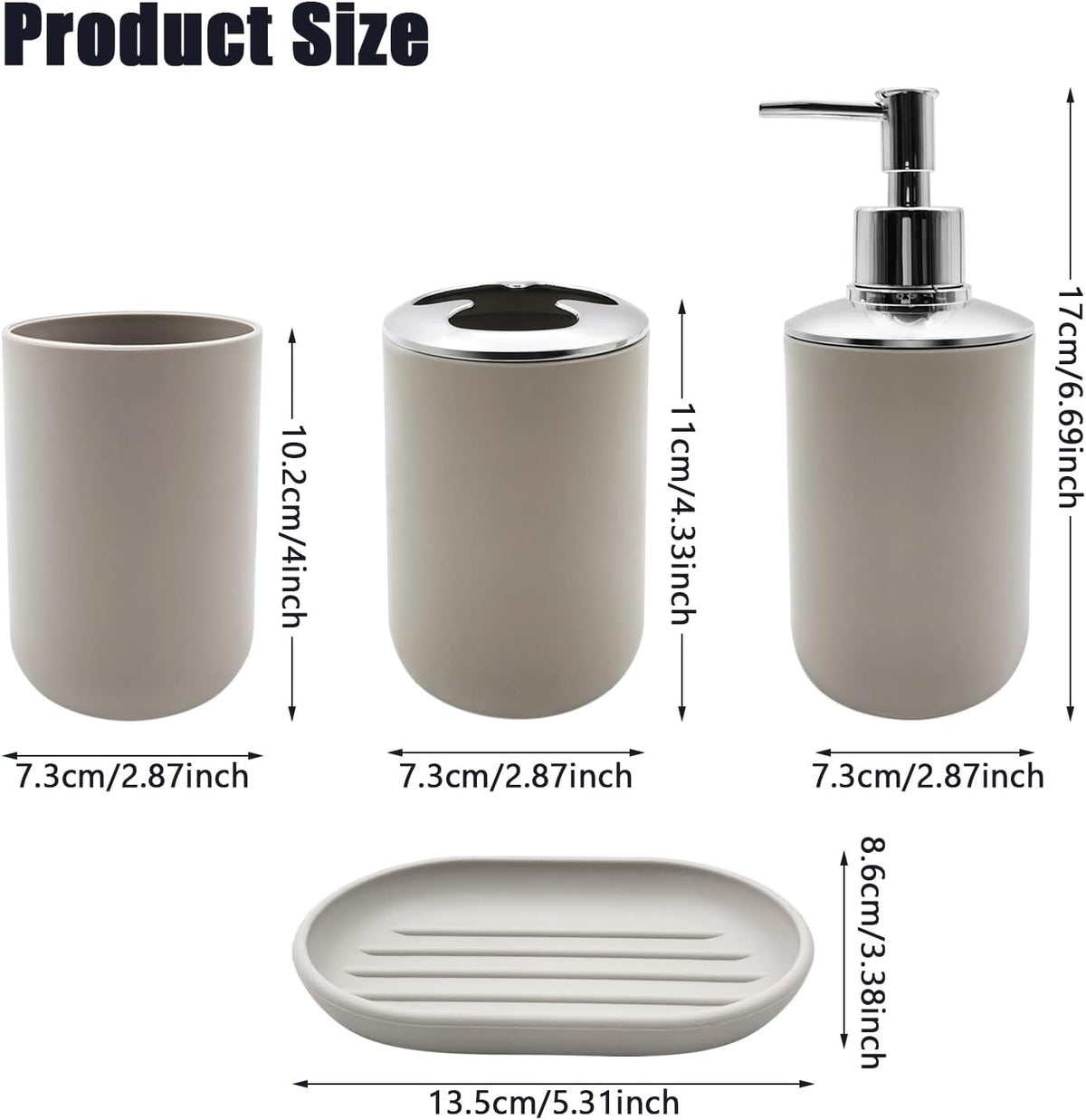 Bathroom Accessory Set, 4 pcs Shatter-Resistant Resin Bathroom Accessories Set Include Lotion Soap Dispenser
