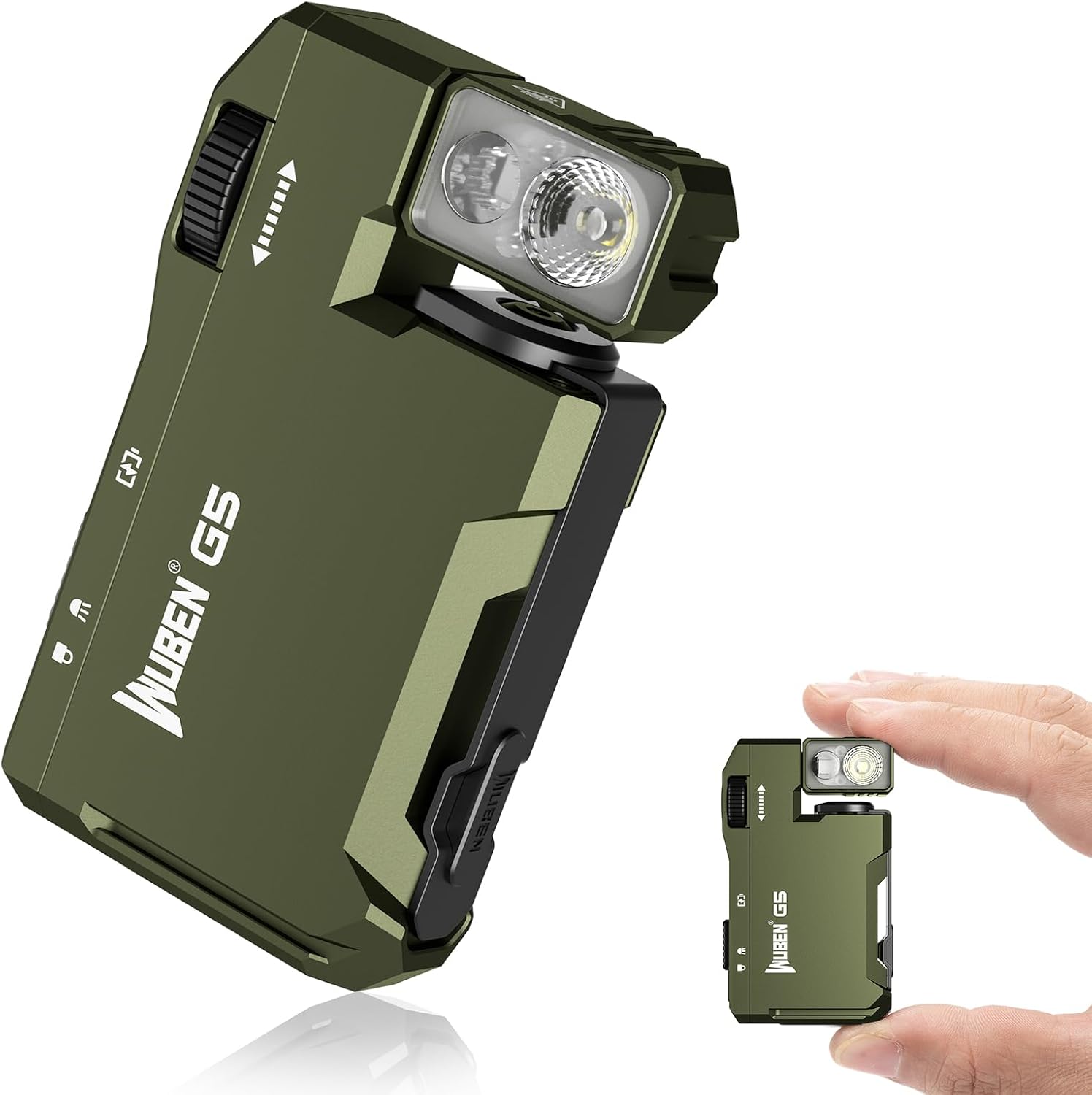 G5 Rechargeable EDC Flashlight, Mini Flat Bright Small Flashlight | 400 Lumens Dual Light Source LED Flashlight with