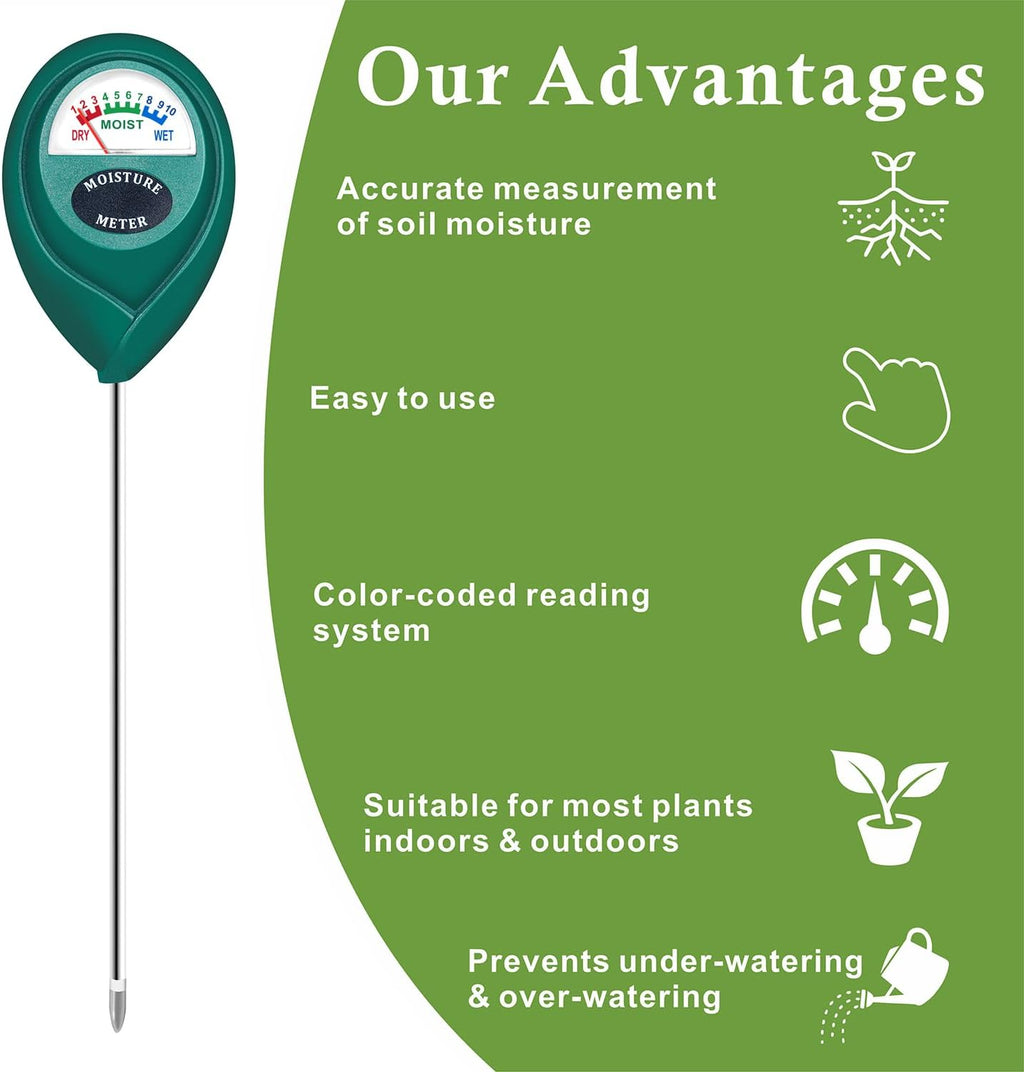 Plant Soil Moisture Meter, for Indoor and Outdoor use, Battery-Free | Since 2015, instant read, anti-rust 304 SST
