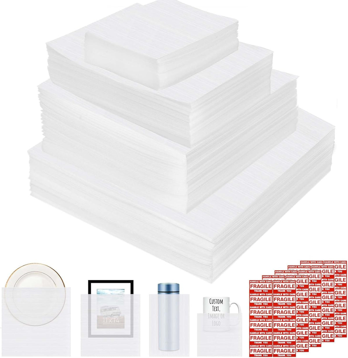 500-Piece Dish Packing Supplies for Moving, Foam Pouches & Dish Packing Kit