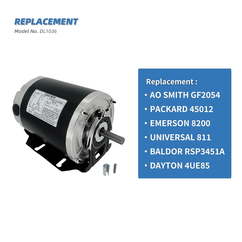 GF2054 1/2HP Electric Motor 115V 1725RPM 60Hz 48FR Belt Drive Blower Motor