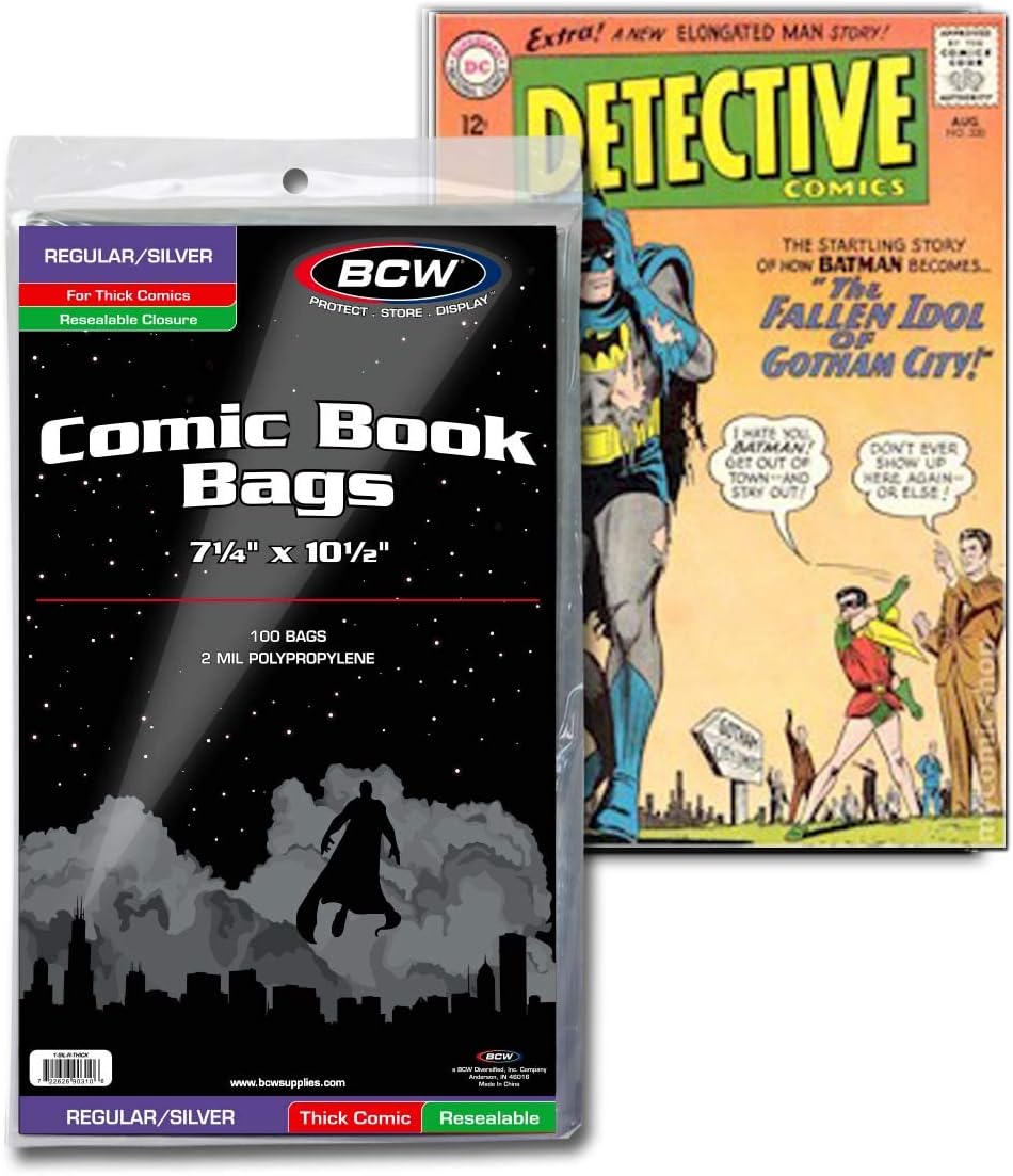 Resealable Thick Silver Age Comic Bags - 100 ct | Archival Quality, Acid-Free Protection for Silver Age Comic Books |