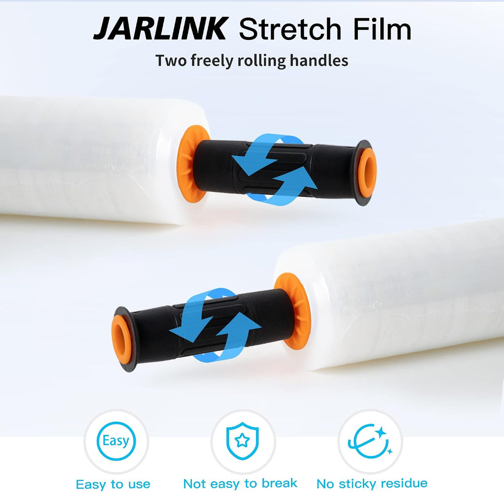 Stretch Film, 15" x 1000' Shrink Pallet Wrap W/Handles, 60 Gauge | 4 Pack Clear stretch wrap Rolls, Industrial
