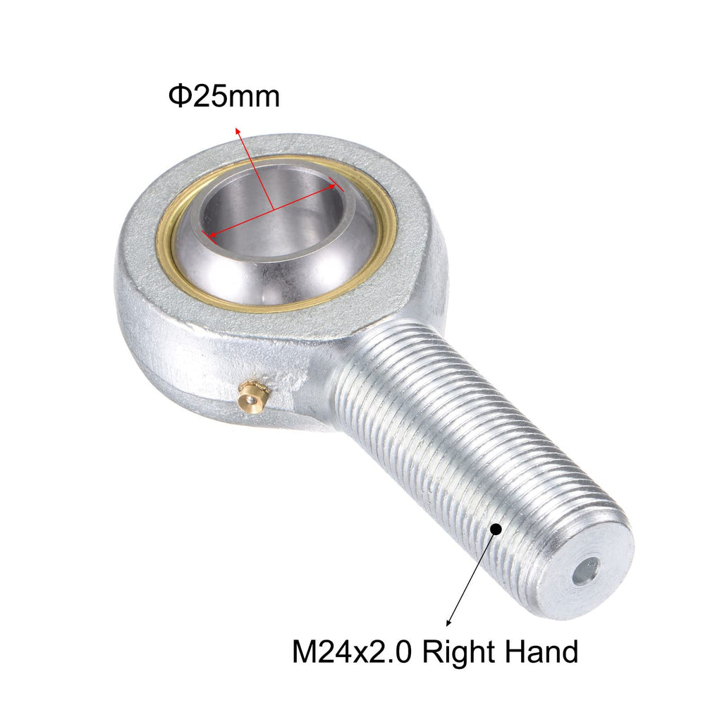 uxcell POS25 Spherical Rod End Bearing 25mm Bore Self-Lubricated Joint Bearing M24x2.0 Right Hand Male Thread Connector