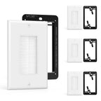 VCE Brush Wall Plate Cable Pass Through with Bracket, White, 4-Pack