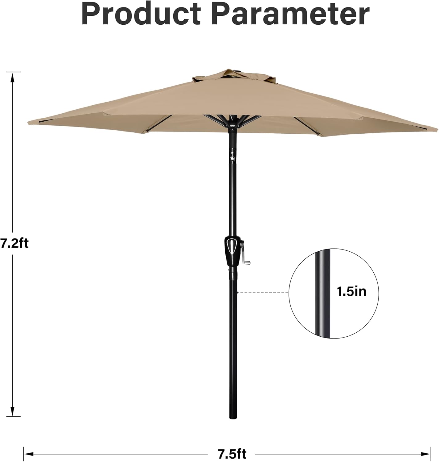 9' Patio Umbrella Outdoor Table Market Yard Umbrella with Push Button Tilt/Crank