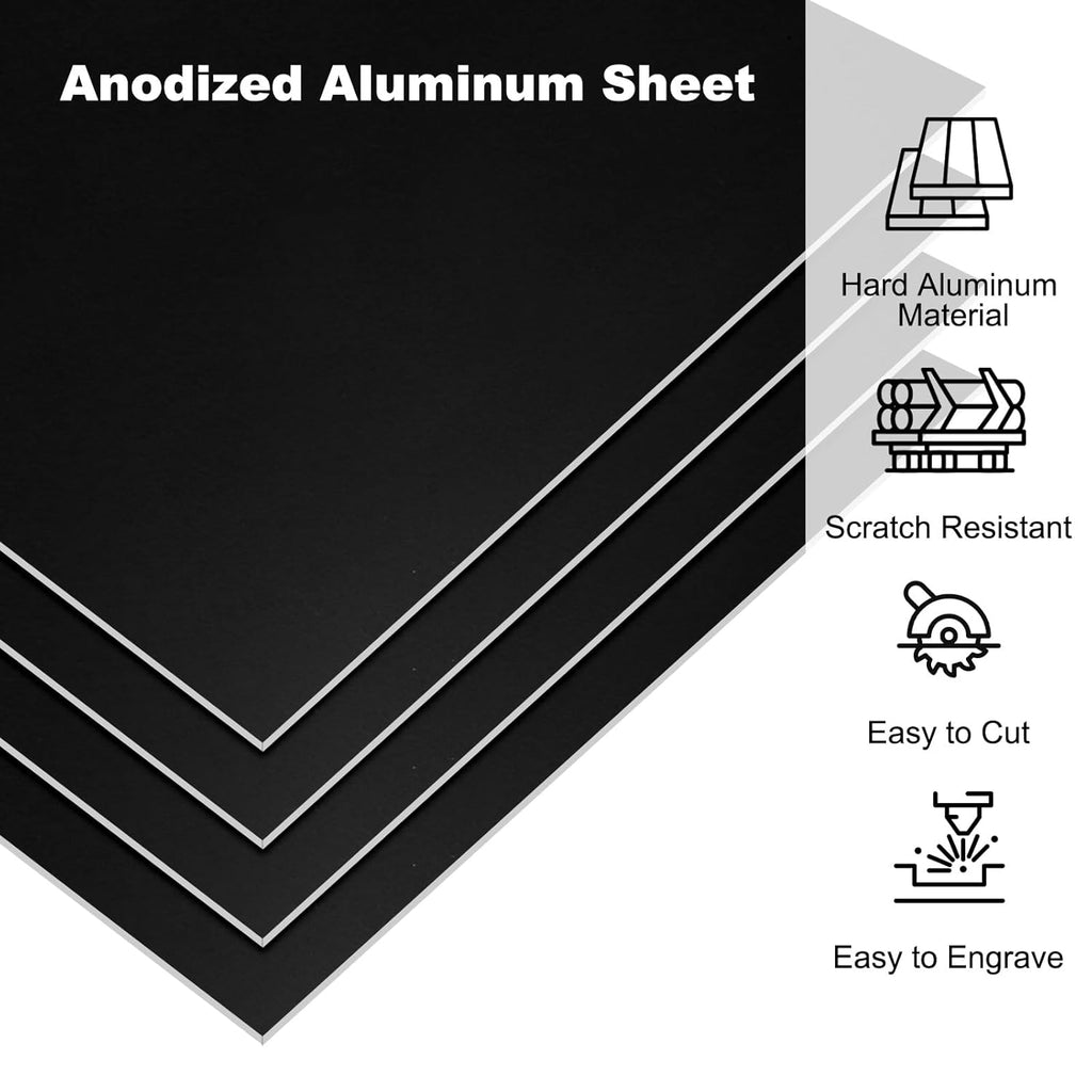 7x5x1/32inch Anodized Aluminum Sheet, 10Pcs Metal Rectangle Aluminum Plate 0.8mm Thick Engraving Blanks for Laser