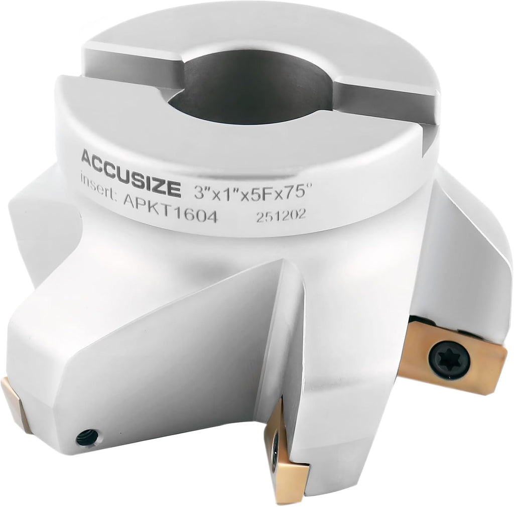 Accusize Indexable Face Mill, 3 in, 75 Deg, 5 APKT1604 Inserts, 0028-2602