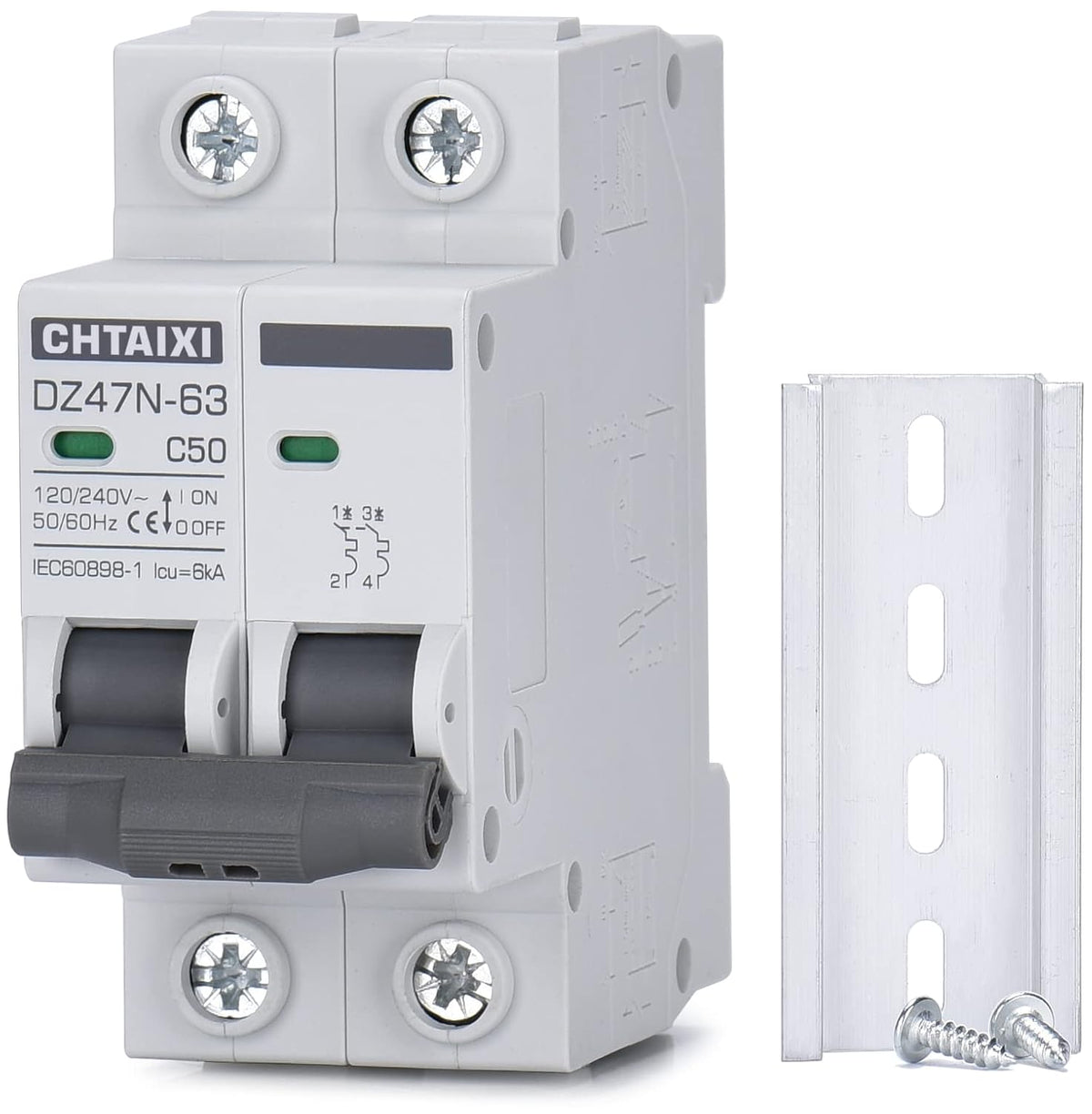 AC Miniature Circuit Breaker, 50 Amp 120V/240V 2 Pole
