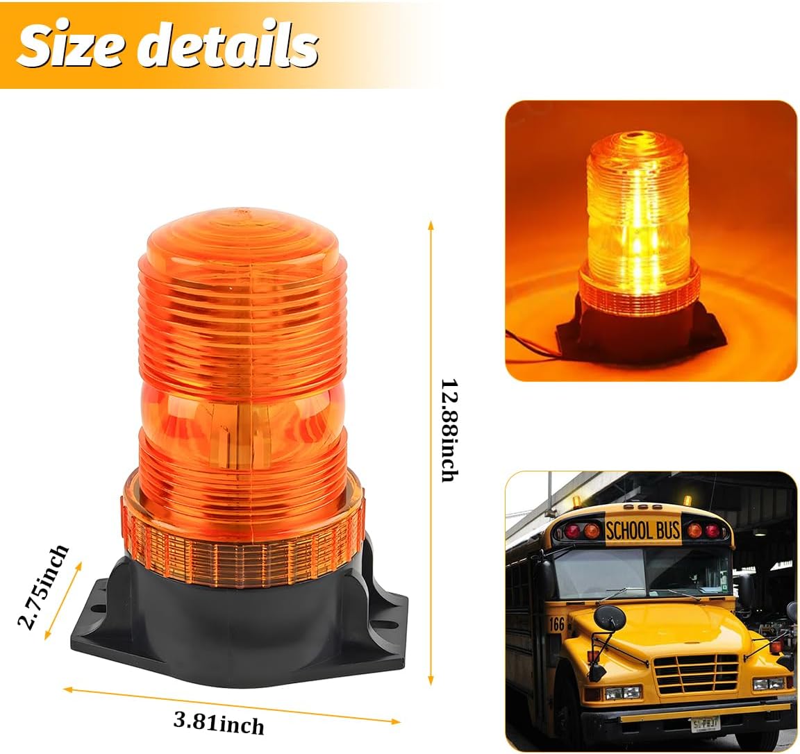Car Amber LED Strobe Lights, Magnetic Vehicle Safety Warning Emergency Flashing Beacon Lights, Automitive Roof Top