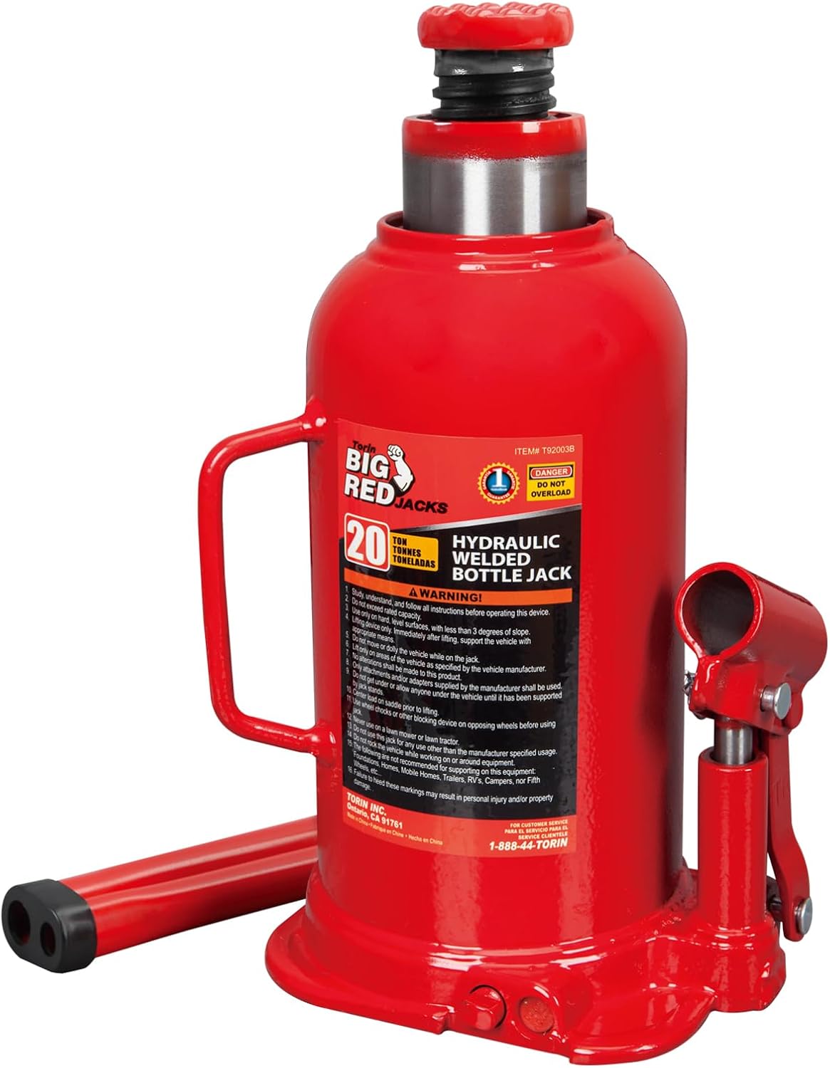 20 Ton (40,000 LBs) Torin Welded Hydraulic Car Bottle Jack for Auto Repair and House Lift, Red, TAM92003B
