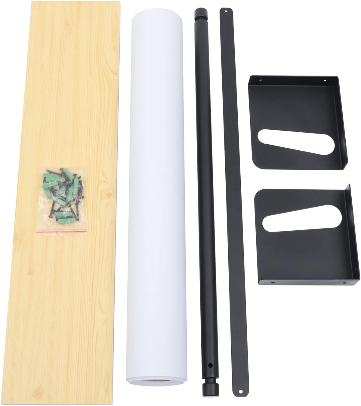 Wall Mount 24" Kraft Paper Roll Holder and Cutter, Paper Roller with Strip Cutter, Carbon Steel and Density Board