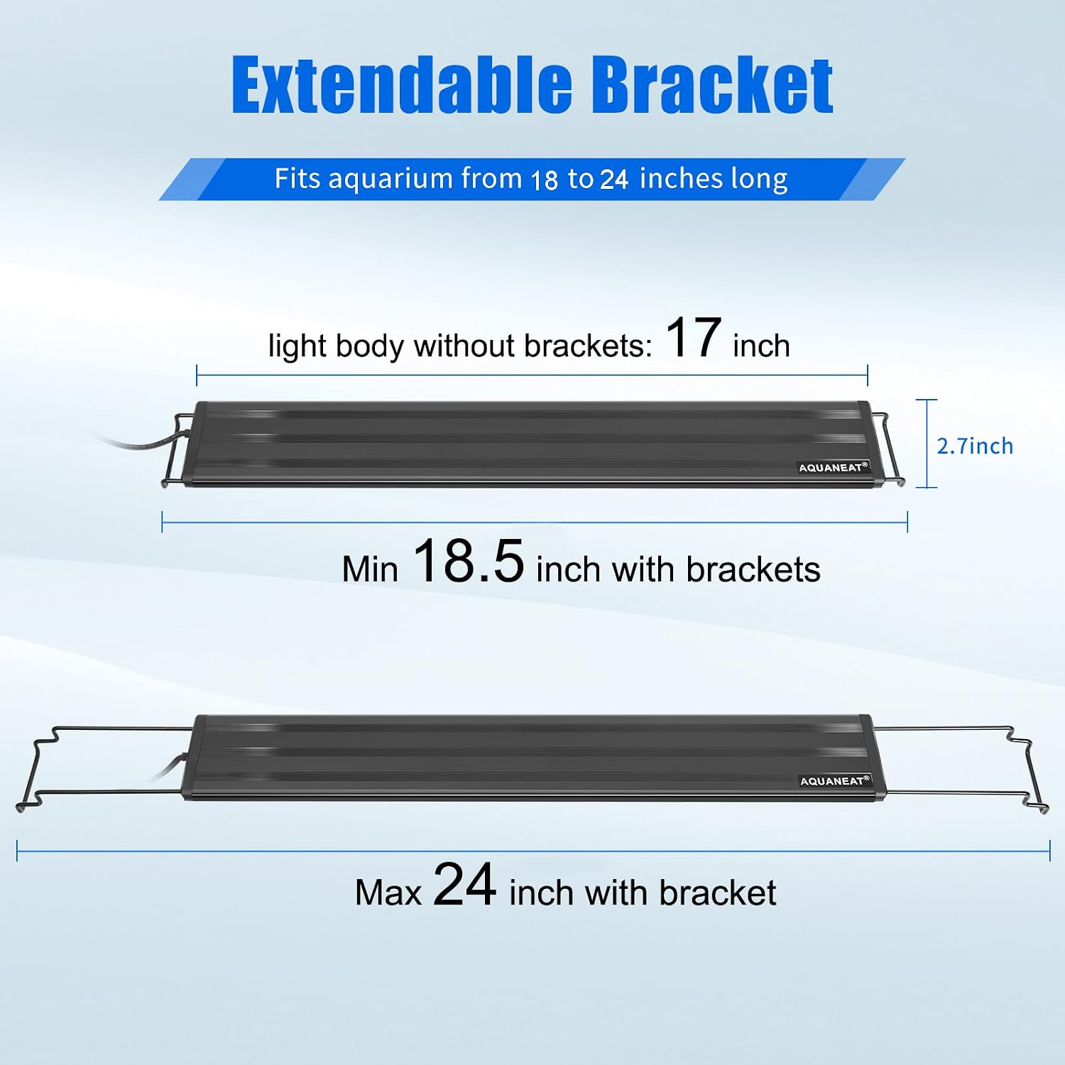 LED Aquarium Light Full Spectrum 17 Inch Light Body with Extendable Brackets for 18 Inch to 24 Inch Fish Tank Light