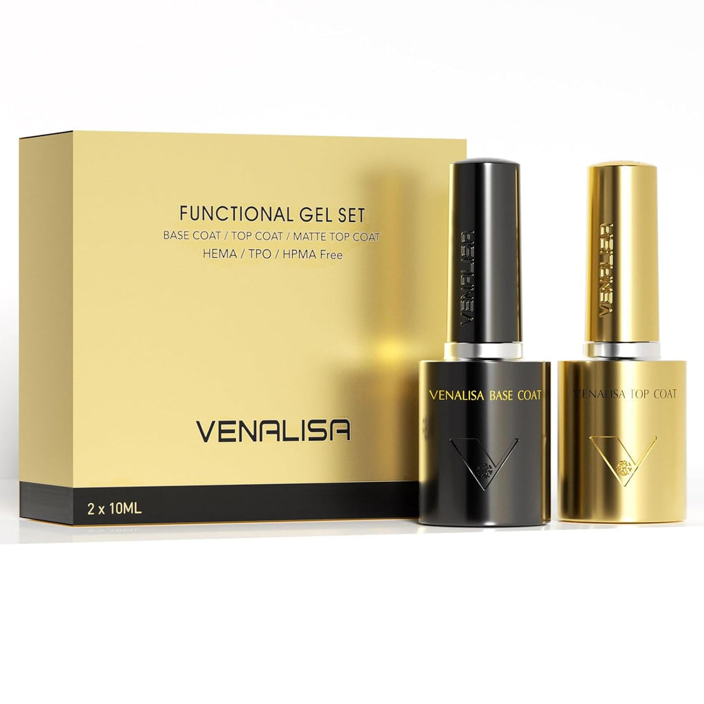 VENALISA No Wipe Gel Top Coat and Base Coat Set 2 Pcs 10ML for Gel Polish