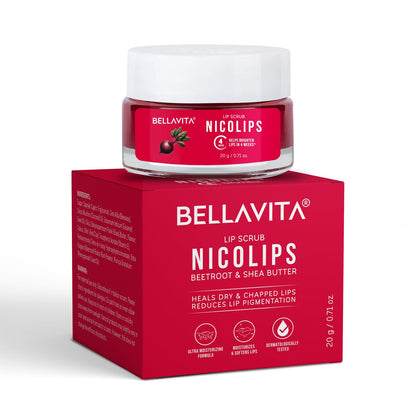 Luxury NicoLips Lip Scrub 20gm | Lip Balm For Exfoliation & Dark Lip Moisturizing | With Goodness of Beetroot, Shea