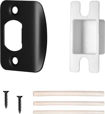 Door Strike Plate for Interior Doors, Matte Black, 1 Pack | 2-1/4"x1-3/4" Security Reinforcement Door Lock