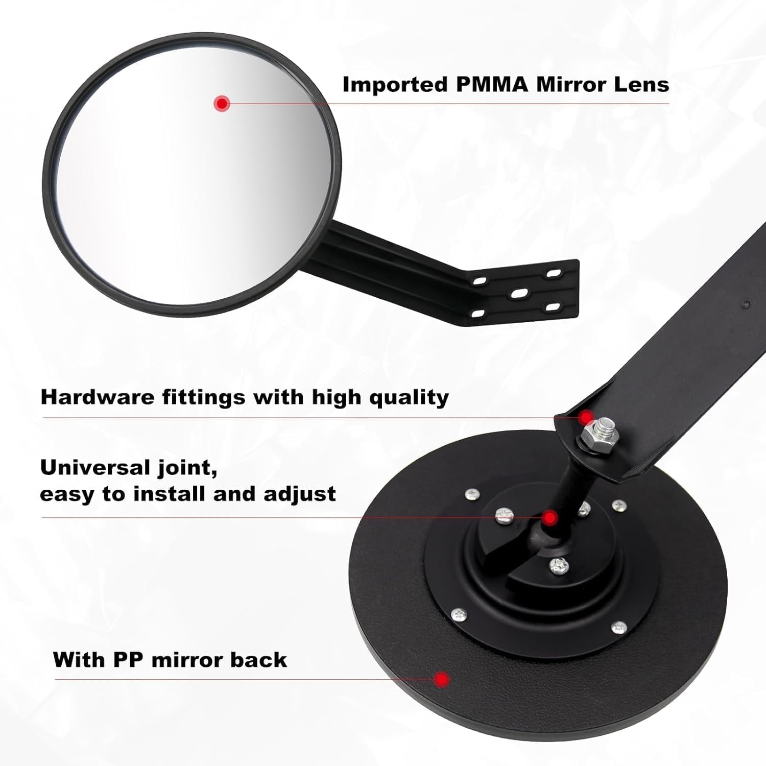 8" Convex Mirror – Adjustable Wall Bracket for Driveway | 8" curved blindspot mirror with adjustable wall bracket.
