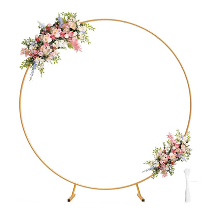 Metal Round Balloon Arch Kit, 7.2ft (2.2m) Golden Round Arch Stand Kit: Garden Plants Vines Climbing Frame for