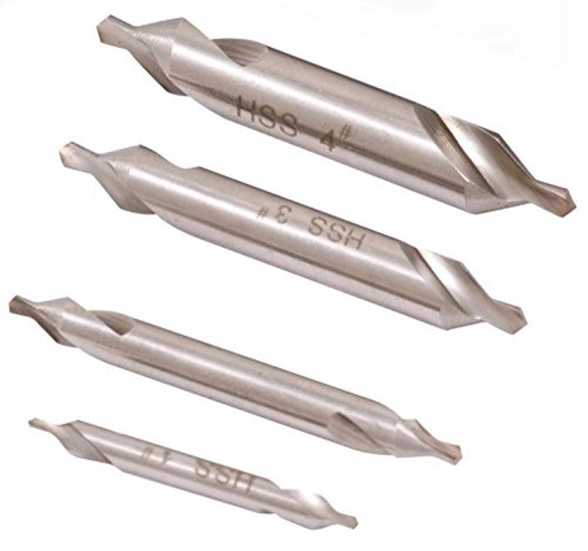HHIP 5000-0019 4 Piece High Speed Steel Center Drill Set, #1-#4