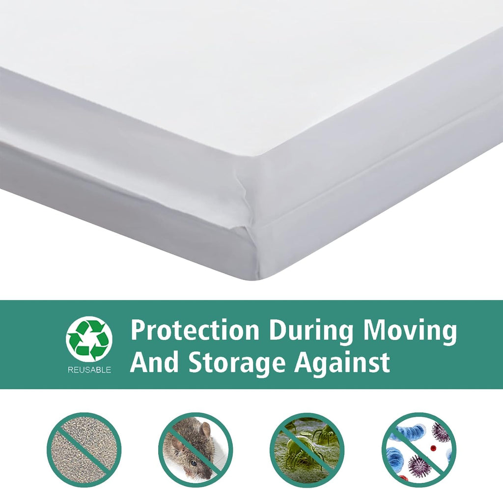 [2-Pack 5-Mil] HOMEIDEAS Mattress Bag (Twin/Full) for Moving and Storage Opaque Mattress Disposal Bag - Heavy Duty &