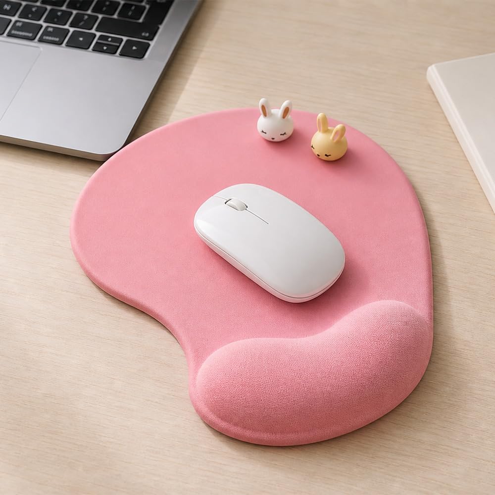 Office Mousepad with Gel Wrist Support - Ergonomic Gaming Desktop Mouse Pad Wrist Rest - Design Gamepad Mat Rubber