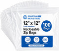 12” X 12” (100 Count) 2 Mil Clear Reclosable Zip Plastic Poly Bags